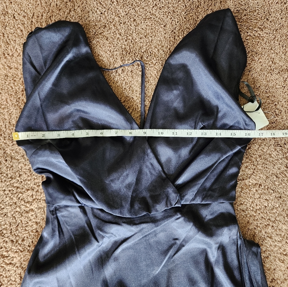 Dessy Collection Cap Sleeve Blouson Faux Wrap In Midnight Navy Style 305… - Picture 9 of 12